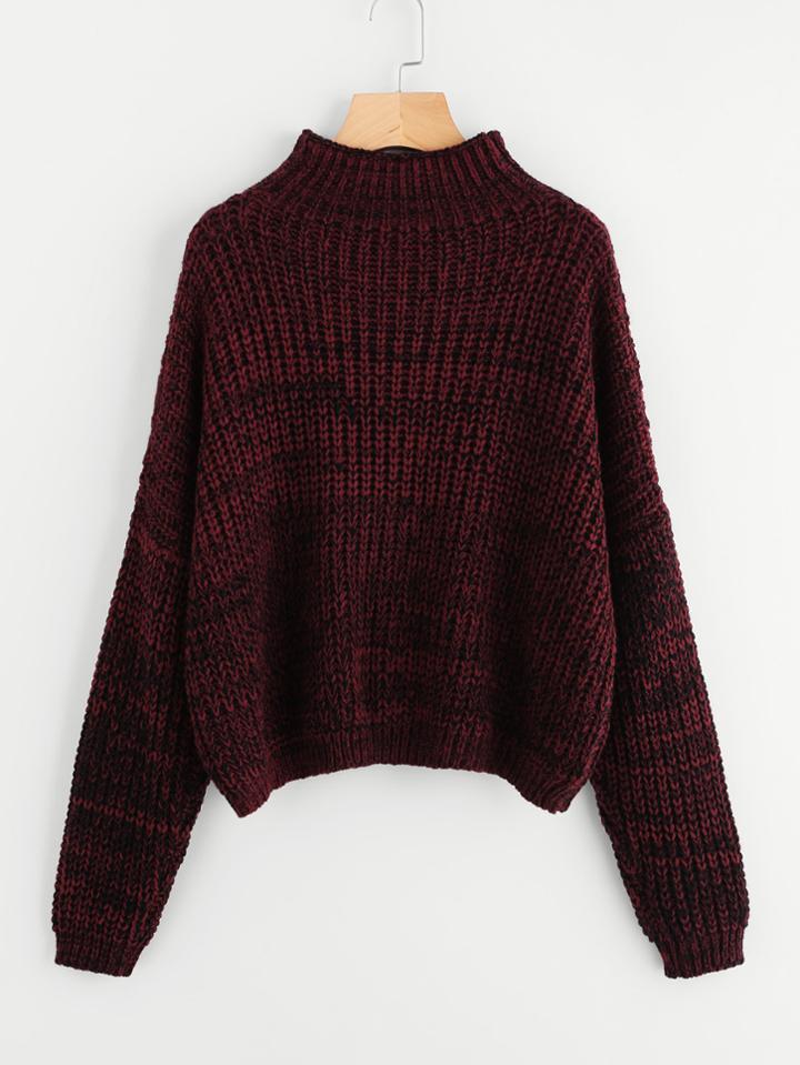 Romwe Drop Shoulder High Neck Jumper