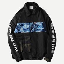 Romwe Men Contrast Camo Pocket Letter Print Jacket