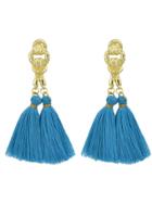 Romwe Blue Colorful Handmade Tassel Boho Earrings For Women