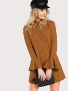 Romwe Bell Sleeve Rib Knit Dress