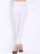 Romwe High Waist Elastic Slim White Pant