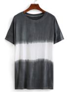 Romwe Grey Ombre Loose-fit T-shirt
