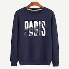 Romwe Guys Letter Print Sweatshirt