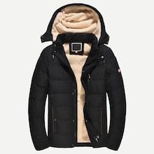Romwe Men Fleece Lined Detachable Hooded Puffer Coat