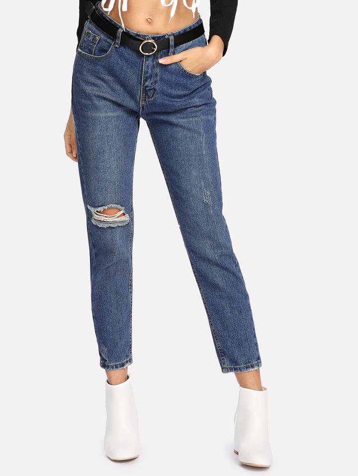 Romwe Ripped Capri Jeans