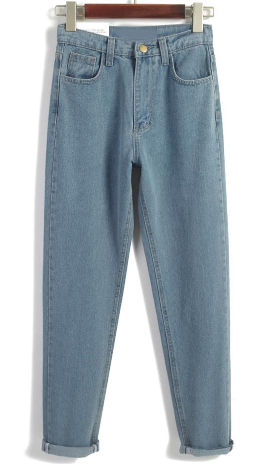 Romwe Vintage High Waist Denim Blue Pants