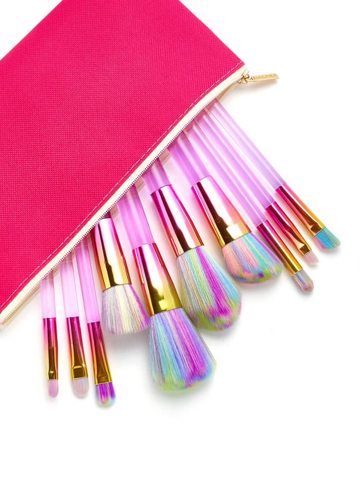 Romwe Pastel Makeup Brush 10pcs With Bag