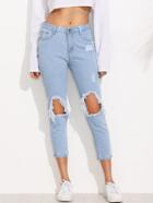Romwe Knee Destroyed Skinny Ankle Jeans