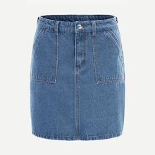 Romwe Pocket Patched Denim Skirt