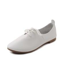 Romwe Lace Up Pu Flats