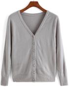 Romwe With Buttons Grey Cardigan