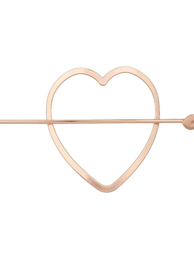 Romwe Rosegold Simple Heart Shape Hair Clip For Women