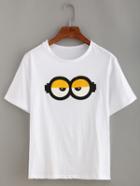 Romwe Eye Embroidered Short Sleeve T-shirt