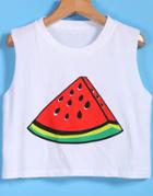 Romwe Watermelon Print Crop Tank Top