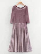 Romwe Pleated Velvet Dress