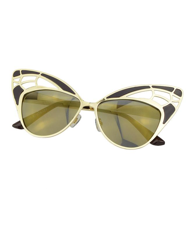 Romwe Coffee Oversized Cat Sunglasses