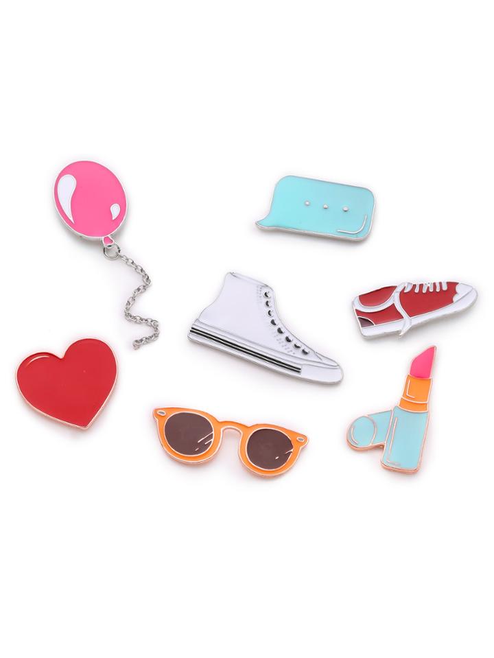 Romwe Shoes & Balloon Design Brooch Set