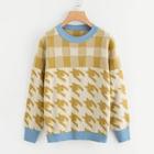 Romwe Contrast Trim Mixed Print Jumper