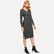 Romwe Surplice Neck Split Side Sweater Dress