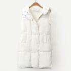 Romwe Plus Quilted Hooded Longline Vest