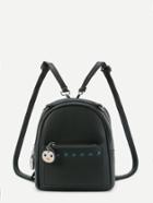 Romwe Studded Detail Backpack With Detachable Strap