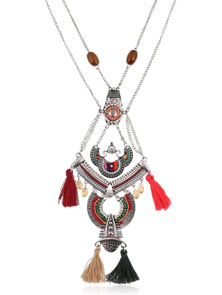 Romwe Boho Beaded Long Chain Necklace