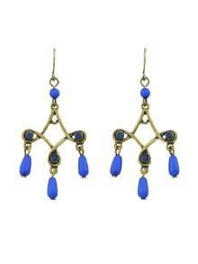 Romwe Blue Retro Tassel Earrings