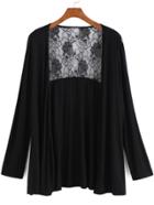 Romwe Lace Insert Loose Top