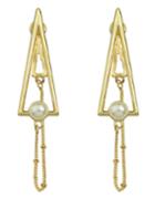 Romwe Geometric Gold Triangle Drop Earrings