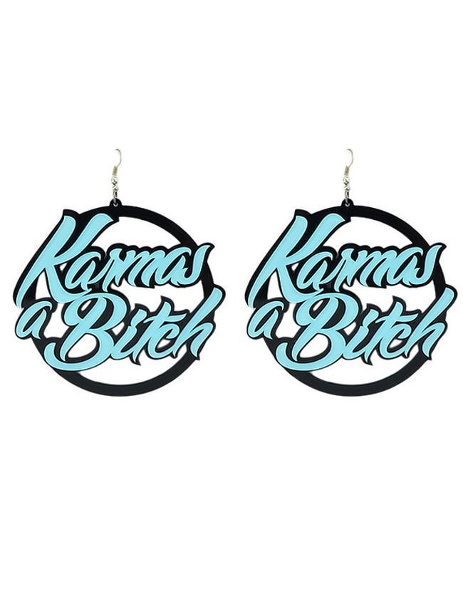 Romwe New Coming Big Jhumka Style Blue Letter Acrylic Hoop Earrings