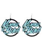 Romwe New Coming Big Jhumka Style Blue Letter Acrylic Hoop Earrings