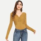 Romwe Drawstring Front Slim Fitted Bodice Jumper