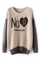 Romwe No 37 Knitted Cream Jumper
