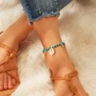 Romwe Shell Charm Beaded Anklet 1pc