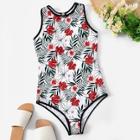 Romwe Tropical Cut-out Back One Piece Swimwear