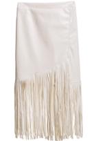 Romwe Tassel Pu White Skirt
