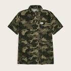 Romwe Guys Camo Patched Button Half-placket Polo Shirt