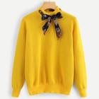 Romwe Solid Knotted Decoration Sweater