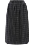 Romwe Elastic Waist Plaid Grey Skirt