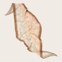 Romwe Paisley Contrast Trim Skinny Scarf