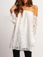 Romwe White Off The Shoulder Lace Blouse