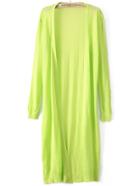 Romwe Neon Green Long Shawl Cardigan