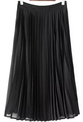 Romwe With Zipper Pleated Skirt