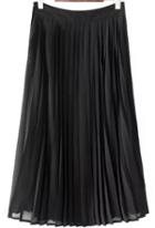 Romwe With Zipper Pleated Skirt