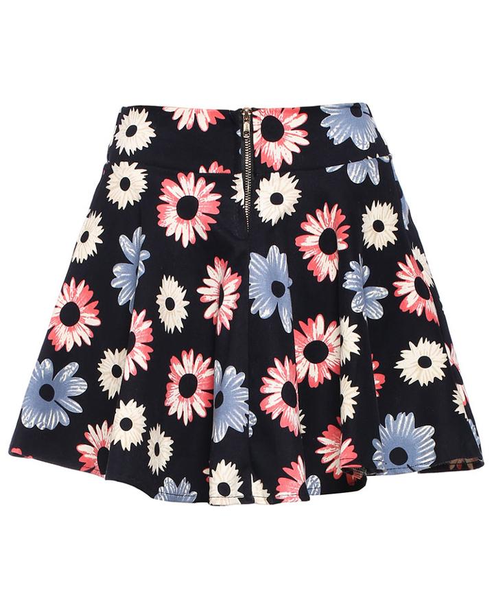 Romwe Floral Print Mini Skirt