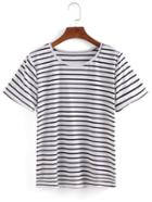 Romwe Stripd Short Sleeve T-shirt