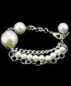 Romwe Silver Bead Chain Link Bracelet