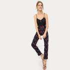 Romwe Fruit Print Button Detail Pants