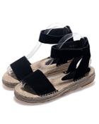 Romwe Black Strappy Flat Sandals