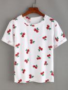 Romwe Allover Cherry Print T-shirt